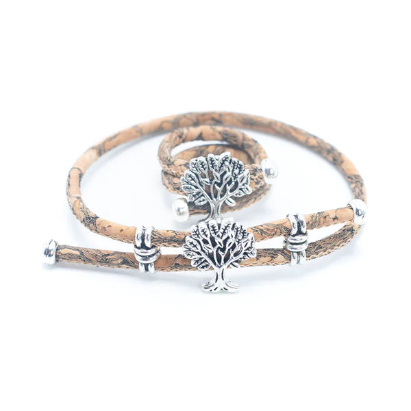 Lebensbaum Set Armband & Ring Korkrinde